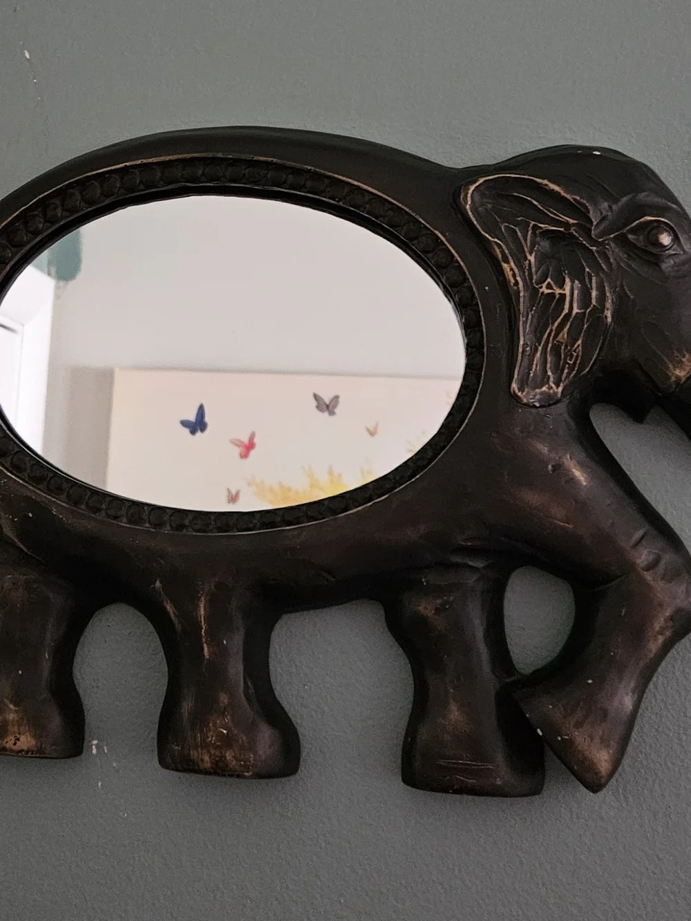 Elephant Wall Mirror Decorative Accent in Dark Bronze